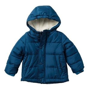 Ben Sherman Blue Faux Shearling Puffer Jacket